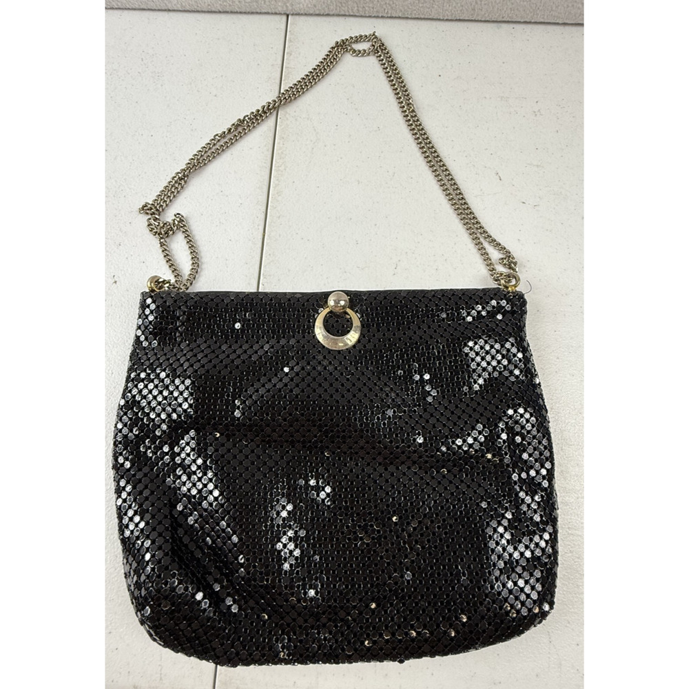 Vintage‎ Whiting & Davis Black Mesh Clutch Shoulder Bag with Chain Strap